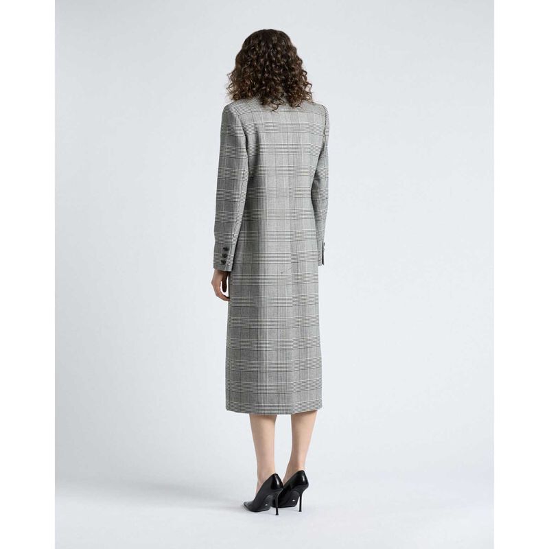 Cue European Houndstooth Check Double Breasted Coat image number 1